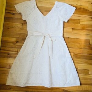 Voyons lace mini wrap dress